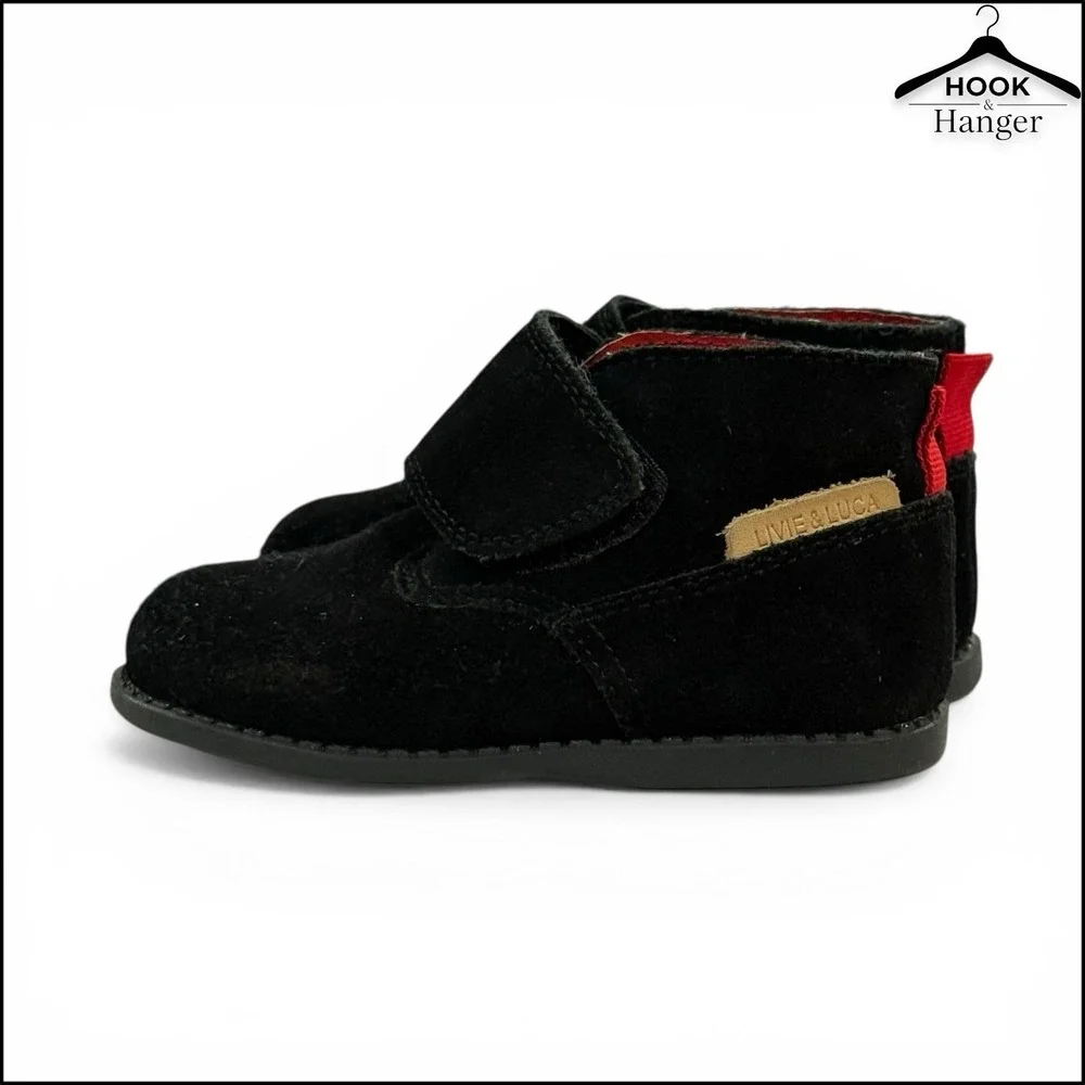 Livie & Luca Pollock Classic Black Suede Leather Baby Gift Toddler‎ Boots 6 NEW